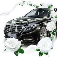 Kunstblumenstrauß Autoschmuck Hochzeit Deko, Autoschleifen Hochzeit Auto Deko, Agger, für Blumenschmuck Hochzeit Party