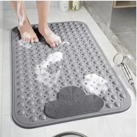 FELIXLEO Duscheinlage Duschmatte rutschfest 90x60 cm mit Saugnäpfen Komfort Massage Grau., 1-tlg.