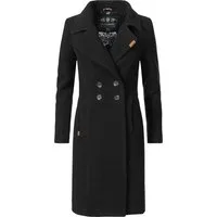 Navahoo Wintermantel Wooly edler Damen Trenchcoat in Wollmantel-Optik