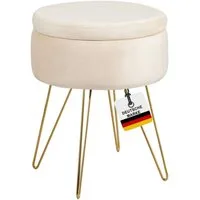 Albatros International Polsterhocker Albatros Hocker mit Stauraum Cannes Sitzhocker mit Stauraum, Modern (Beige, Samt), optimal als Fußhocker oder Hocker Schminktisch