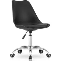 Home Collective Drehstuhl Bürostuhl für Kinderzimmer und Büro, Sitzhöhe verstellbar 47-58 cm (Bürostuhl mit Rollen, Schreibtischstuhl höhenverstellbar, Chromgestell, stabil), Ergonomischer Drehstuhl, Chromfuß, Öko-Lederkissen schwarz