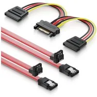 deleyCON deleyCON SATA Kabel Set 2x SATA III Kabel mit 1x 90° Stecker + Y Computer-Kabel
