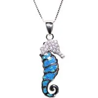 ELLAWIL Kette mit Anhänger Silberkette mit Seepferdchen Anhänger Damen Zirkonia Halskette Mädchen (Kettenlänge 40 cm, Sterling Silber 925), inklusive Geschenkschachtel