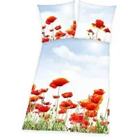Herding Kinderbettwäsche Bettwäsche Set 2 tlg. Mohnblumen 135 x 200 cm 100% Baumwolle, 1 teilig, Langlebig