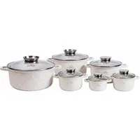 Zilner Topf-Set Set von sechs schönen grauen steinüberzogenen Töpfen, Aluminium, Keramik, Edelstahl, Aluminiumguss (Passt in jede Küche! 1.3L / 2.3L / 2.3L / 3.2L / 4.5L / 6.8L, 12-tlg., Es ist eine perfekte Geschenkidee für jeden Anlass), Innovative