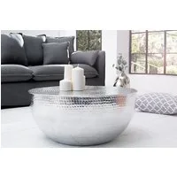 riess-ambiente Couchtisch ORIENT II Ø60cm silber (Einzelartikel, 1-St), Wohnzimmer · Metall · rund · Hammerschlag Design · handmade