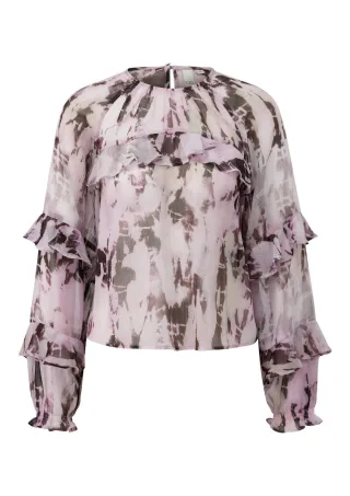 Q/S designed by - Chiffonbluse mit Rüschen pink - Gr. - 40