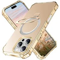 Wigento Handyhülle Für Apple iPhone 16 Pro Max Clear Wave MagSafe Ring Halterung Hülle, Clear Wave Hülle mit MagSafe-Ring und integriertem Standfuß