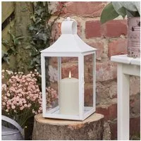Lights4fun LED Laterne 34cm Albury Gartenlaterne weiß mit TruGlow® Outdoor Kerze, LED fest integriert