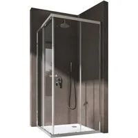 doporro Eckdusche Duschkabine Duschabtrennung Schiebetür Klarglas 6mm ESG H:190cm R16K, BxT: 70x70 cm, Einscheibensicherheitsglas