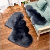 BTTO TEPP Hochflor-Teppich Hochflor Fellteppich,Herz Teppich,Weicher Flauschiger Teppich, Doppelherz 35*70cm, für Stuhl Sofa Wohnzimmer Schlafzimmer