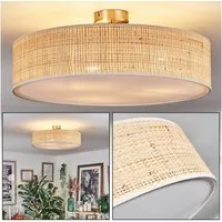 hofstein Deckenleuchte Deckenlampe aus Metall/Rattan/Stoff/Kunststoff in Naturfarben/Weiß, Deckenleuchte im modernen Boho-Design, Ø 50 cm, E27