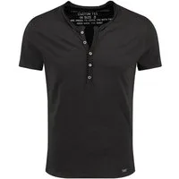 Key Largo Henleyshirt Lemonade vintage Look uni Basic MT00122 mit Knopfleiste unifarben kurzarm slim fit