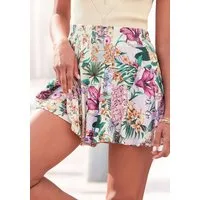 LASCANA Hosenrock mit Blumendruck aus Viskosejersey kurzer Jerseyrock, Sommerrock mit fixierter Shorts, Skort, Minirock