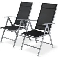 TLGREEN Gartenstuhl Hochlehner, 2/4er Set Balkonstuhl,Klappstuhl,Campingstühle (2 St), klappbar, 7-Fach verstellbare, wetterfest, aus Aluminium, Bis 120kg