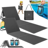 KESSER Gartenliege Strandmatte klappbar mit verstellbarer Rückenlehne max. 130 kg, 2 St., Strandliege mit Tragegurt, wasserdichter Handyhülle & Tragetasche, Sonnenliege faltbar für Strand, Garten & Terrasse Liegematte