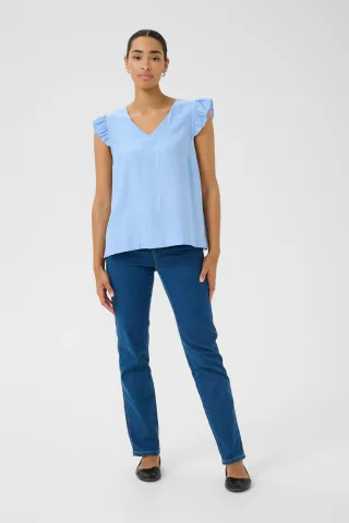 Ärmellose Bluse Regular fit Soft Chambray CC light blue