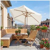 Sekey Balkonschirm Ø 200 cm Sonnenschirm Holzoptik Gartenschirm für Terrasse und Hof, LxB: 200,00x220,00 cm, Stabiler Sonnenschirm knickbar, UV Schutz 50+