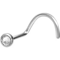 PIERCINGLINE Nasenpiercing Chirurgenstahl Nasenstecker Spirale FLACHE KRISTALLDISC (Nasenstecker, 1-tlg)