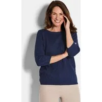 GOLDNER Strickpullover Halbarm Baumwollpullover mit Struktur Elegantes Strickoberteil mit U-Boot-Ausschnitt und 3/4-Ärmel