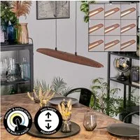 hofstein Pendelleuchte dimmbare Pendellampe aus Metall/Holz/Kunststoff in Schwarz/Dunkelbraun, ohne Leuchtmittel, HängeRetro mit Holzbalken und Touchdimmer, CCT, max. 170 cm