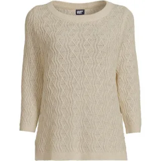 Pullover aus Leinenmix für Damen in Petite-Größe, Damen, size: petite, Elfenbein, Baumwolle/Leinen/Baumwoll-Mischung, by Lands' End