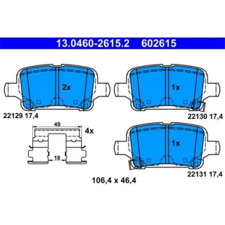 ATE Bremsbel?ge hinten Opel Astra K Insignia