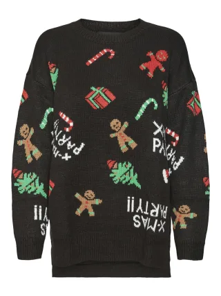 VERO MODA - VMXMASPARTY LS H/L O-NECK PULL. XMAS EXC black - Gr. - M