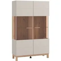 Home affaire Highboard Essex, Hochkommode, Vitrine, Glasvitrine, Kombi-Highboard, Modernes Highboard in Kaschmir mit Glasfront & Lamellen-Optik