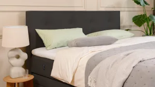 BRUNO Boxspringbett Premium mit Bettkasten 200x200cm in Schwarz | Matratzen-Härtegrad: Links H2 / Rechts H3 | extra viel Stauraum & individuell konfig
