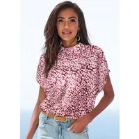 LASCANA Kurzarmbluse mit Alloverdruck, Damenbluse, sportlich elegant