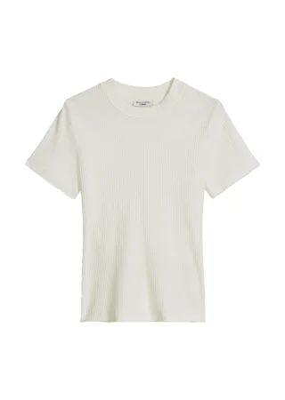 Marc OPolo DENIM - Ripp-Jersey-T-Shirt slim Silky White - Gr. - S