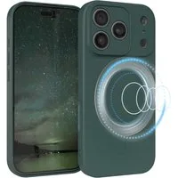 EAZY CASE Handyhülle für Apple iPhone 17 Pro Hülle Silikon 6,3 Zoll, MagSafe Case Silikon kratzfestes Bumper Cover Qi-Charging Dunkelgrün