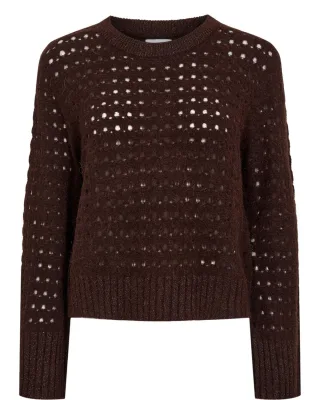 Nümph - Pullover mit Lochmuster - Nuriette braun - Gr. - S