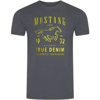 MUSTANG T-Shirt Herren Printshirt Regular Fit (1-tlg) Kurzarm Tee Shirt mit Rundhalsausschnitt aus 100% Baumwolle