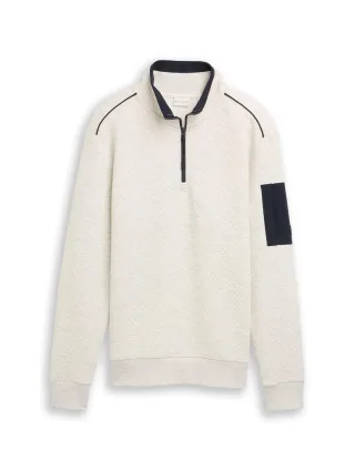 Tom Tailor - Troyer Sweatshirt mit Ärmeltasche soft buttercream melange - Gr. - XXL