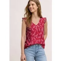 STREET ONE Shirttop Geblümtes Sommertop mit Volant-Details
