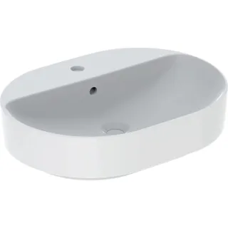 Geberit VariForm Aufsatz-Waschtisch, elliptisch mit Hahnloch, 60x45cm, mit Überlauf, KeraTect, 50077 500777002