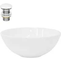 LuxeBath Waschbecken Aufsatzwaschbecken aus Keramik Waschtisch für Badezimmer und Gäste-WC, Aufsatzwaschtisch Spülbecken inkl. Ablaufgarnitur ohne Überlauf Becken