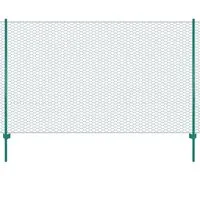 vidaXL Gartenzaun Maschendrahtzaun mit Pfosten Stahl 25 x 2 m Grün, (1-St)