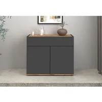 OTTO home Sideboard Garda, Kommode, Schrank, 2 Türen, 1 Schublade, Made in Italy, 2 Türen, 1 Schublade, grifflos, Breite 80,9 cm, anthrazit/eiche matt