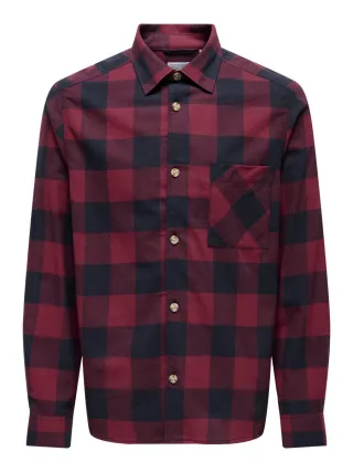 only & sons - Karohemd aus Baumwolle violet - Gr. - S
