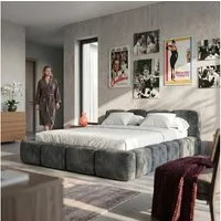 Muffo Polsterbett SUENO (Ein Doppelbett 140x200 / 160x200 / 180x200 / 200x200 cm), mit Kopfteil Frei Verwendungsstelle, Metalllattenrost
