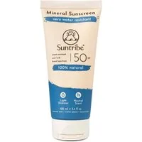 Suntribe Sonnenschutzcreme BIO Mineralisch LSF 50 - Sonnencreme ohne chemische UV-Filter, 1 Tube 100 ml, 100% Natürlich - 0% Zusätze - 0% Mikroplastik, 0% Nano