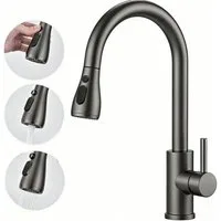 AICA Küchenarmatur Wasserhahn Küche,Spültischarmatur Ausziehbar,Armatur Küche 360° Hochdruck-Einhebelarmatur aus Edelstahl, schwenkbar mit Brause