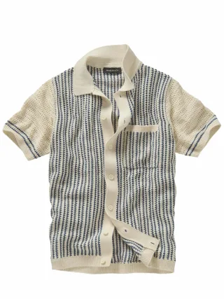 Mey & Edlich Herren Antworten-Strickpolo Beige 100 % Baumwolle