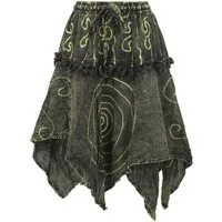 Guru-Shop Minirock Knielanger Boho Zipfelrock, Pixirock - grün alternative Bekleidung