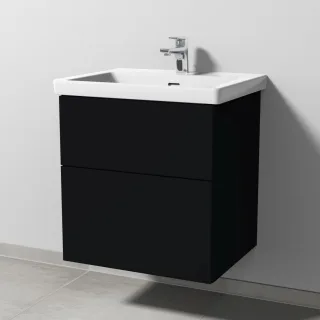 Sanipa 3way Waschtischunterbau zu Villeroy & Boch Subway 3.0 Waschtisch mit 2 Auszügen, Schwarz-Matt SF84608
