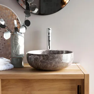Rundes Marmorwaschbecken Pia light grey