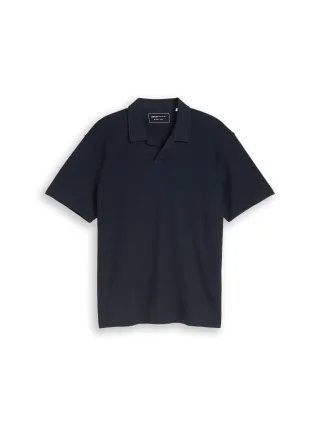 Denim Tom Tailor - Relaxed Fit Resort Poloshirt mit Waffelstruktur sky captain blue - Gr. - M